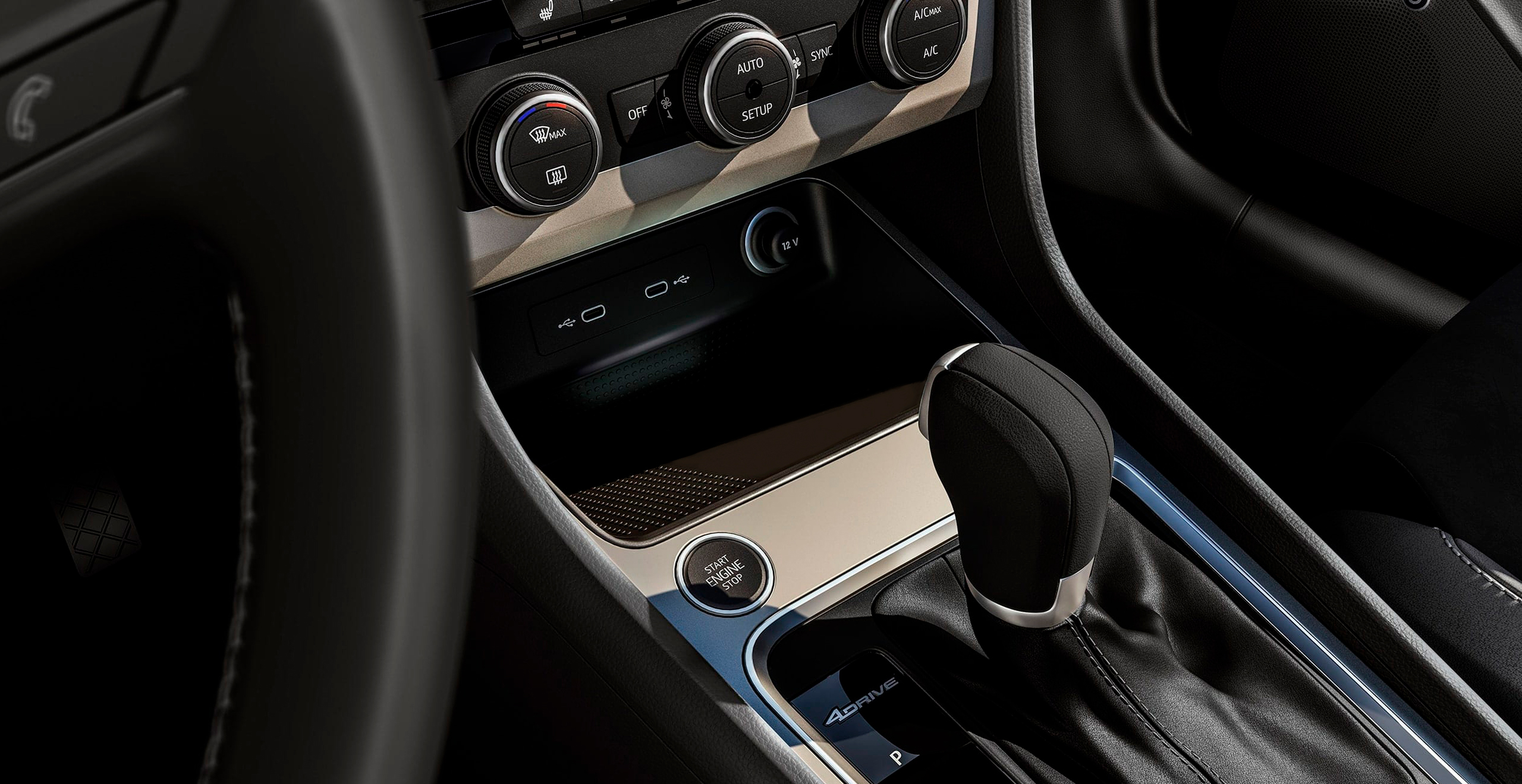 SEAT Arona interior console technology. Showing the SEAT Arona interior steering wheel driving and console technology 