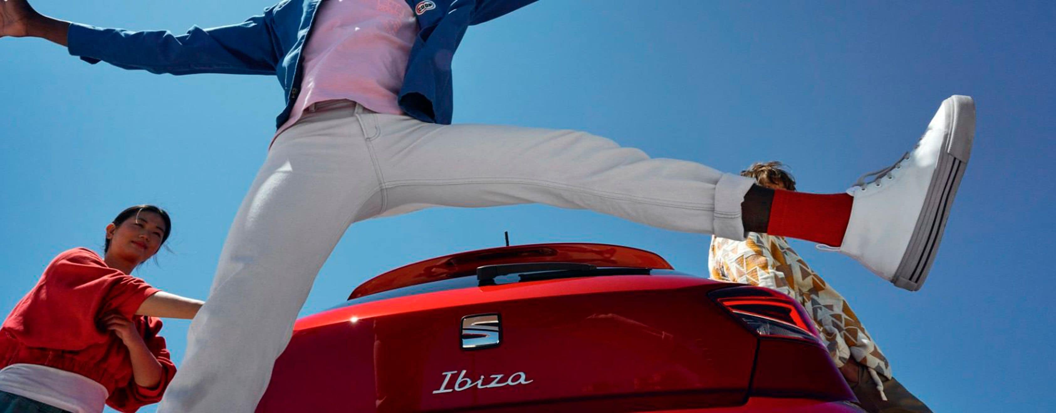 SEAT Ibiza rear view angle brick background