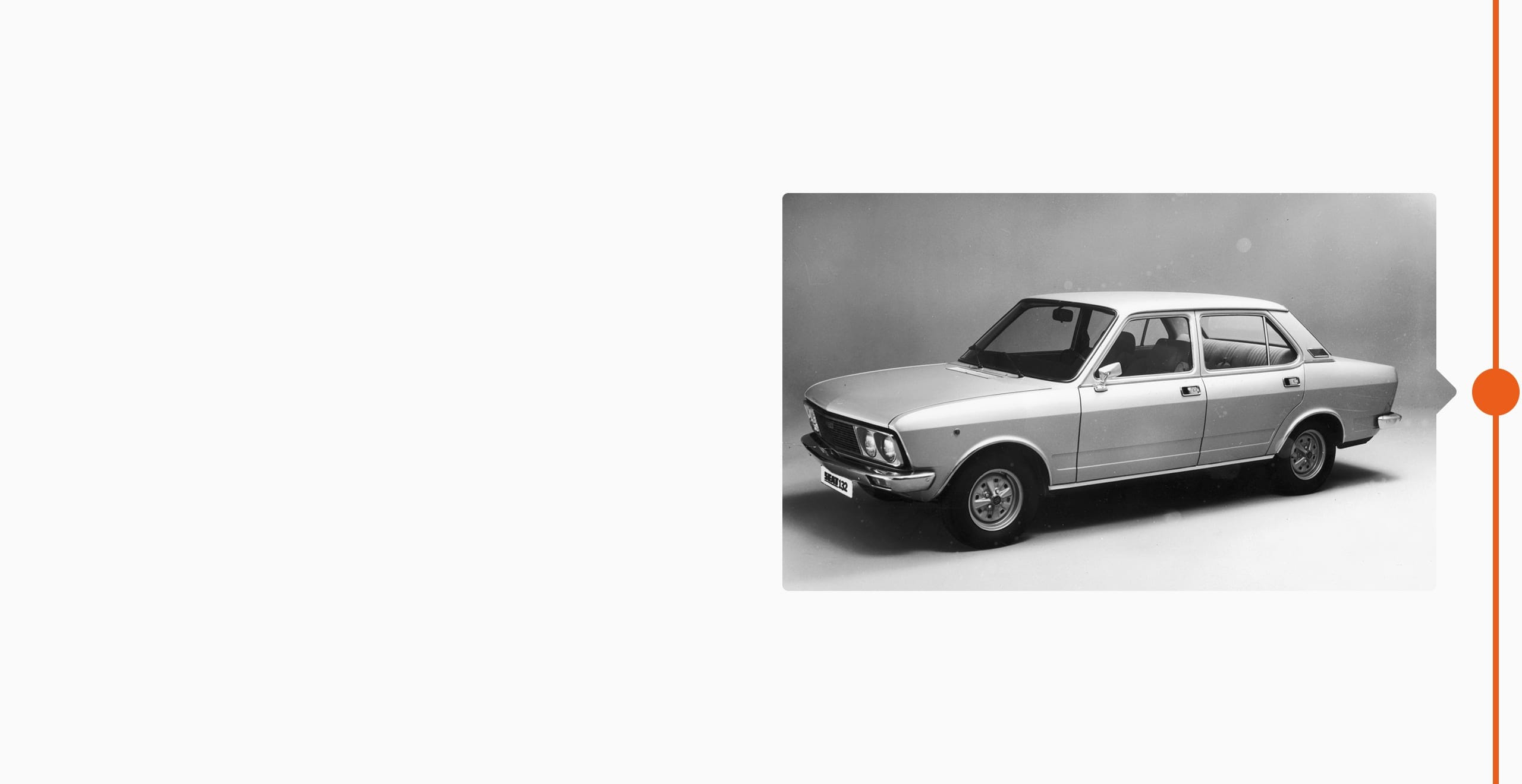 SEAT brand history 1973 - Car history black and white photo SEAT 132 sedan car